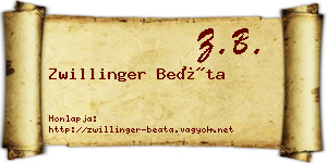 Zwillinger Beáta névjegykártya